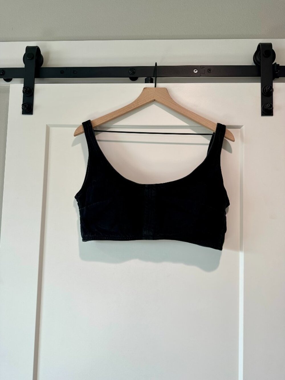DALA Black Corset Crop Top W30 Scoop Neck Zip Back Sleeveless Bralette